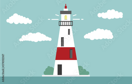 Lighthouse. Flat design, vector illustration.