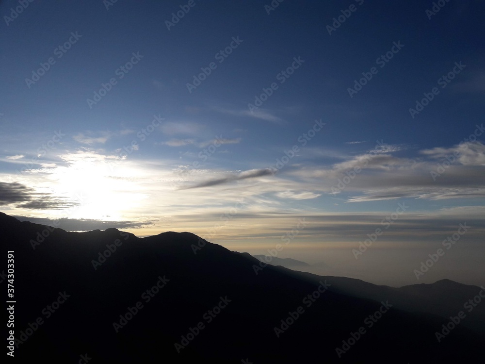 sunset over the mountains