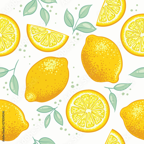 Fresh citrus lemon pattern design. vector illustration