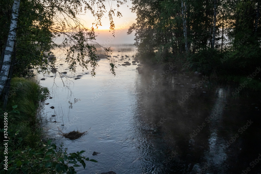 Morning mist on the river, Suomenniemi Finland