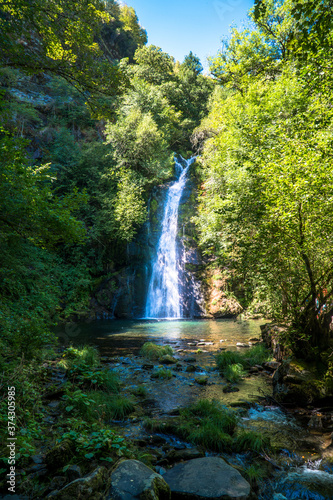 Fervenza De Vieiros (Vieiros Waterfall) in River Selmo, Galicia. A Seara, Lugo, / Spain.