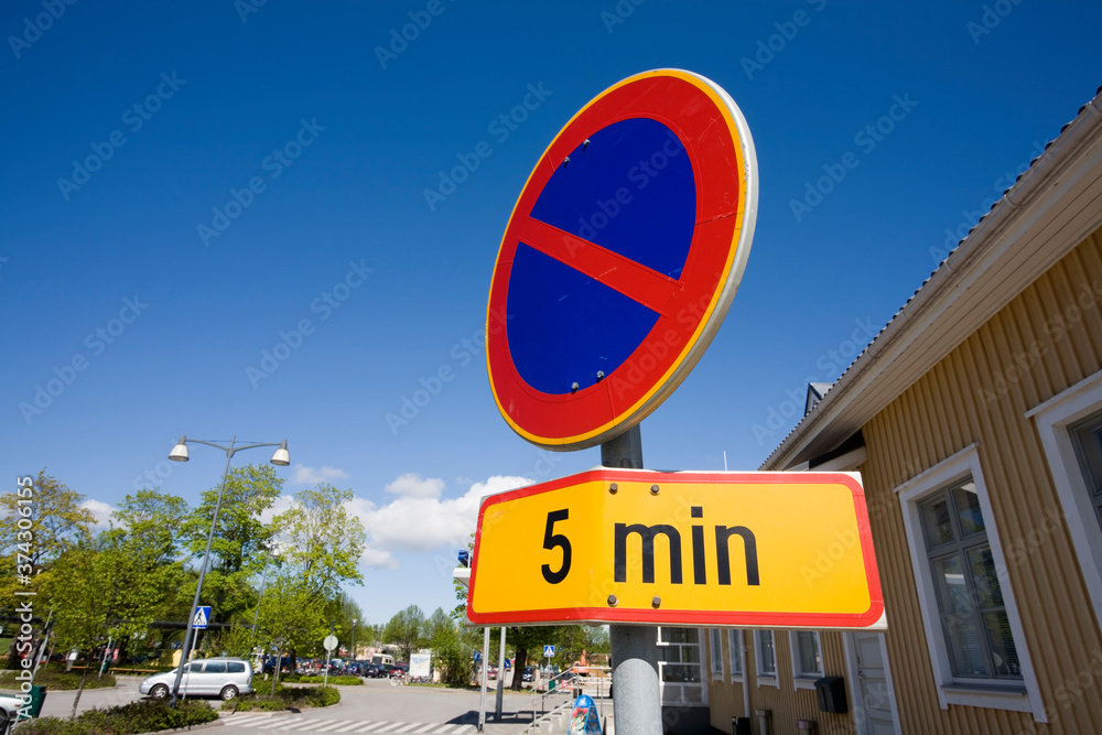 Parking prohibited traffic sign in Lappeenranta Finland