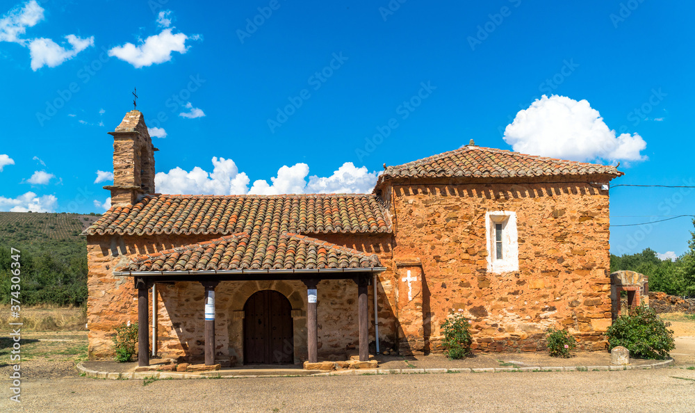 Bonillos, Castilla y Leon / Spain - August 10, 2020: Church of Bonillos, in the municipality of Brazuelo Bonillos, Castilla y Leon / Spain - August 10, 2020: Church of Bonillos, in the municipality of Brazuelo