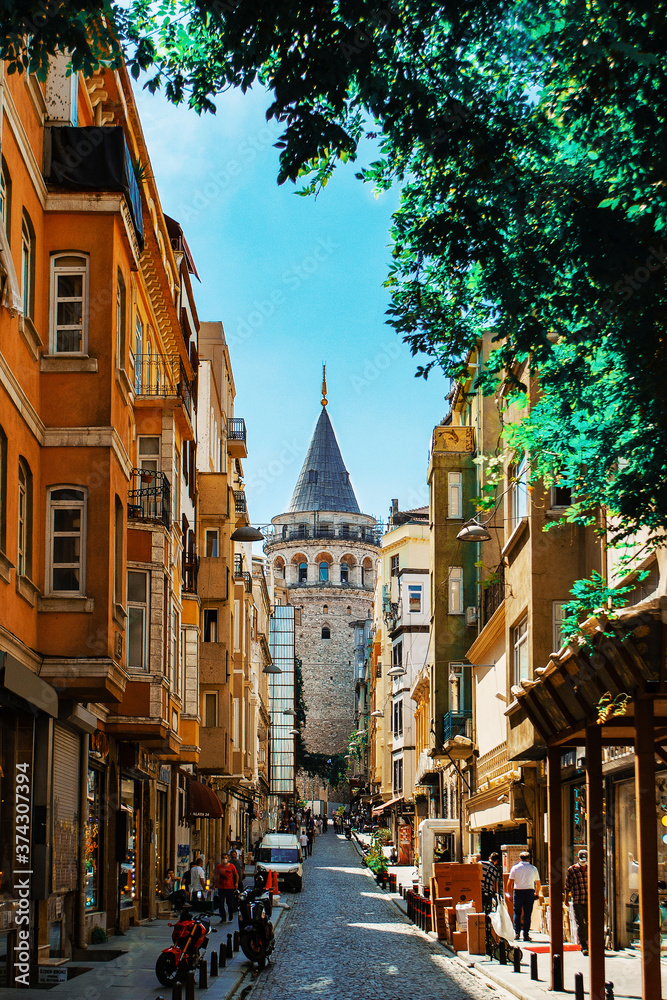 The Galata Tower is a medieval stone tower in the Karaköy quarter of Istanbul in Turkey. The famous place with a great view of the Istanbul.