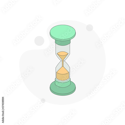 hourglass. sandglass, sand clock isolated vector flat illustration on white