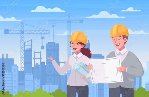 City Architects Cartoon Composition