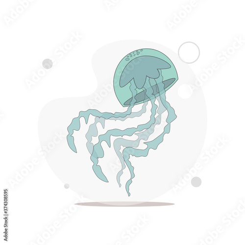 Jellyfish isolated vector flat illustration on white