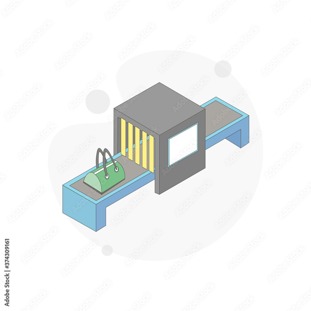 baggage controlling at the airport isolated vector flat illustration