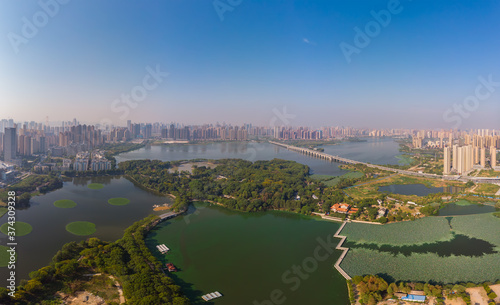 Wuhan Zoo Park Aerial Scenery in summer, Hubei, China