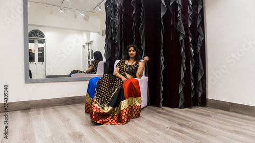 Indian Female Model in traditional Chaniya choli. Navratri is an Indian Festival and Chaniya choli its traditional costume photo