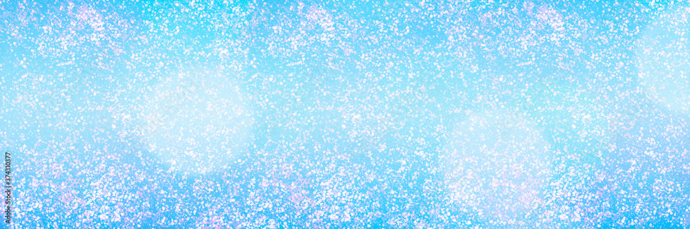 Abstract blue background with flecks of sunlight. Gradient long background and banner.