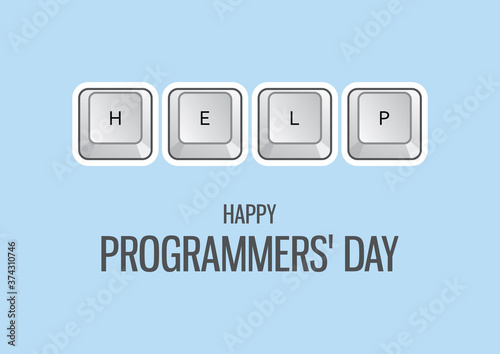 Happy Programmers' Day vector. Keyboard keys vector. Keyboard on a blue background. Help on the keyboard vector. Important day