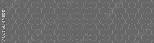 Abstract seamless anthracite grey gray mosaic tile made of hexagonal geometric hexagon print texture background banner panorama
