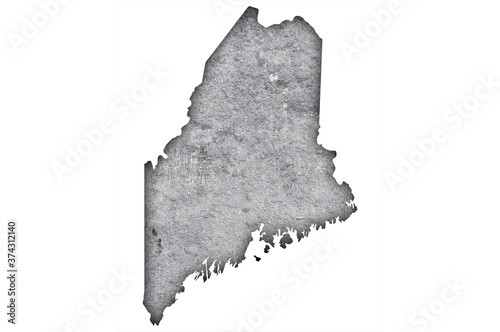 Karte von Maine auf verwittertem Beton