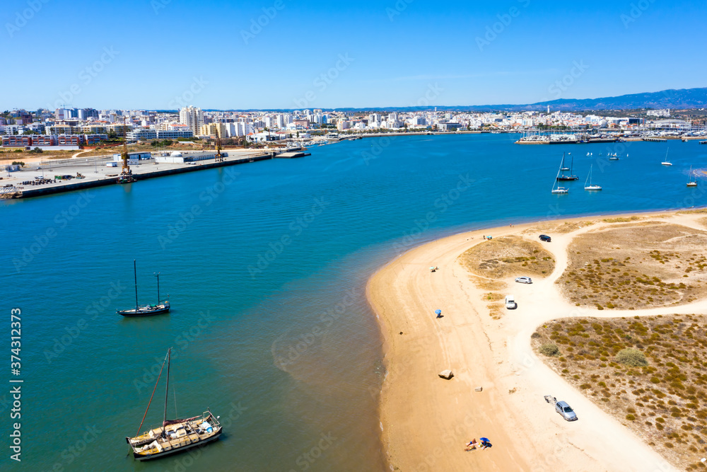 Obraz premium Aerial view on the city Portimao in the Algarve Portugal
