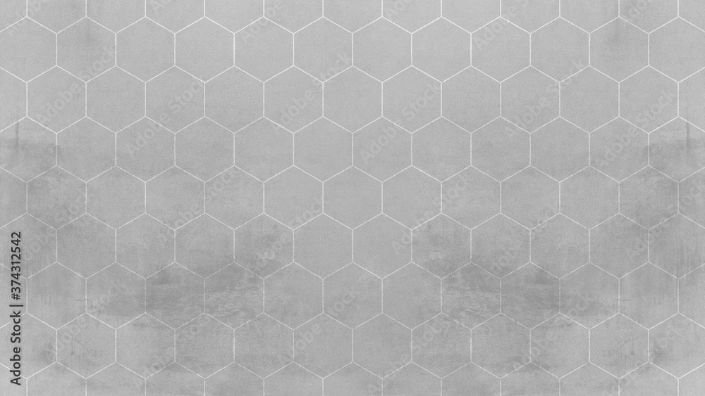 Fototapeta premium Abstract seamless white grey gray bright concrete cement stone tile wall made of hexagonal geometric hexagon print texture background