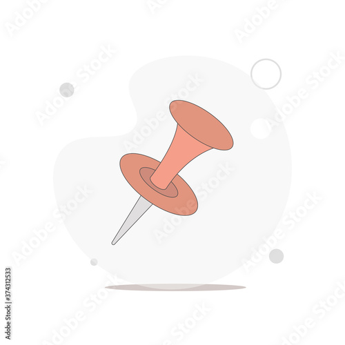 push pin vector flat illustration on white