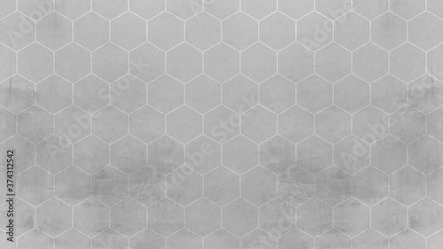 Abstract seamless white grey gray bright concrete cement stone tile wall made of hexagonal geometric hexagon print texture background