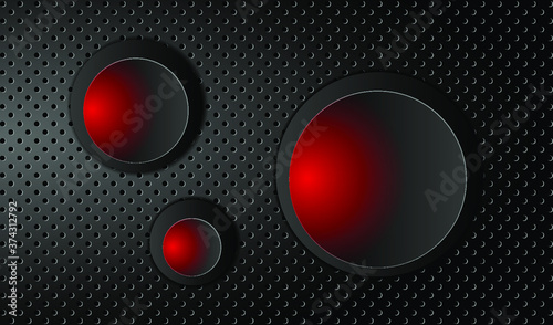 Technology background. Black perforated metal background and round forms with red lights. Vector EPS10 Free Download Technology background. Black perforated metal background and round forms with red lights. Vector EPS10 - GFXLoad