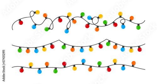 Christmas lights bulbs. Color garlands. Christmas illustration. Vector illustration