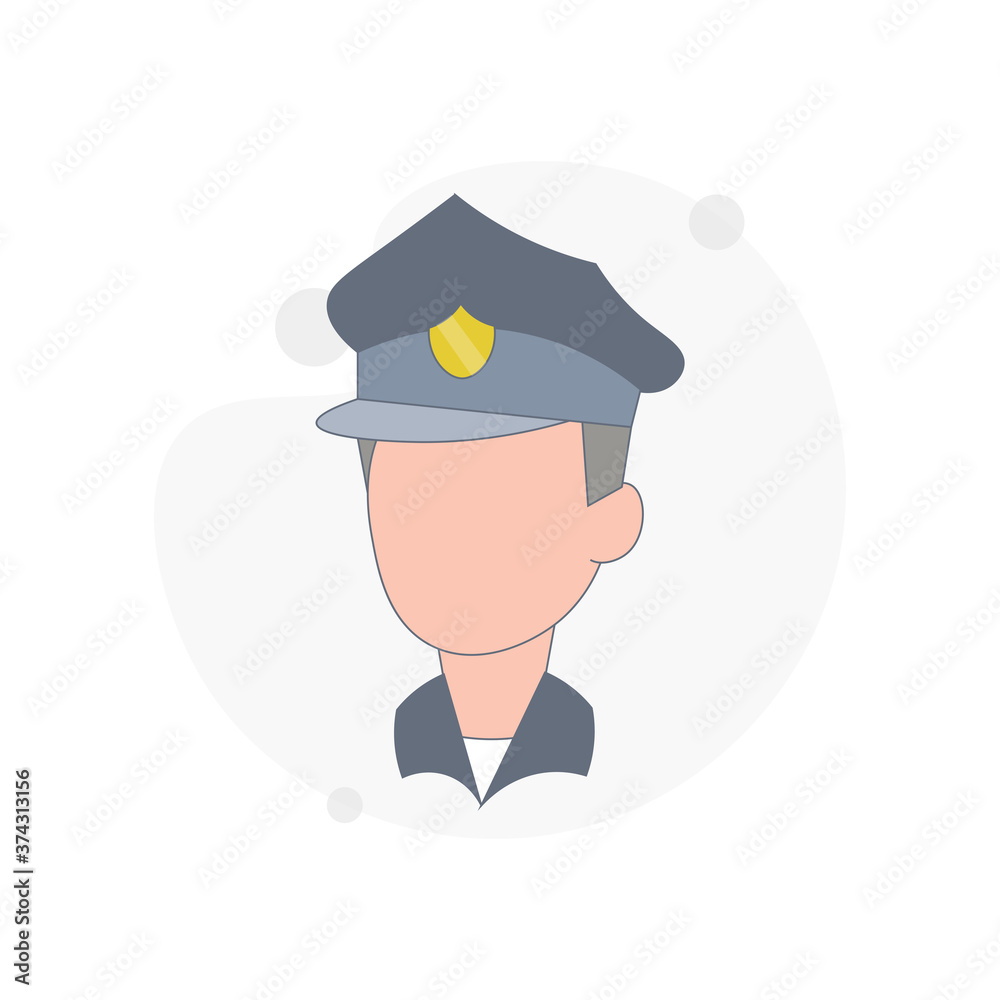 Police head isolated vector flat illustration