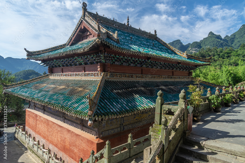 The charming summer scenery of Wudang Mountain, Hubei, China The charming summer scenery of Wudang Mountain, Hubei, China