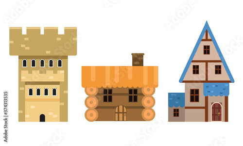 Medieval Historical Buildings and Old European Architecture Vector Set