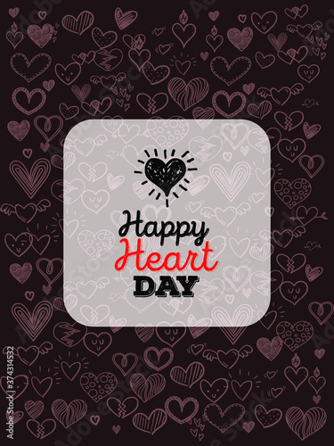 Set of Hand draw Heart day Doodle backgrounds. Objects from a Heart.