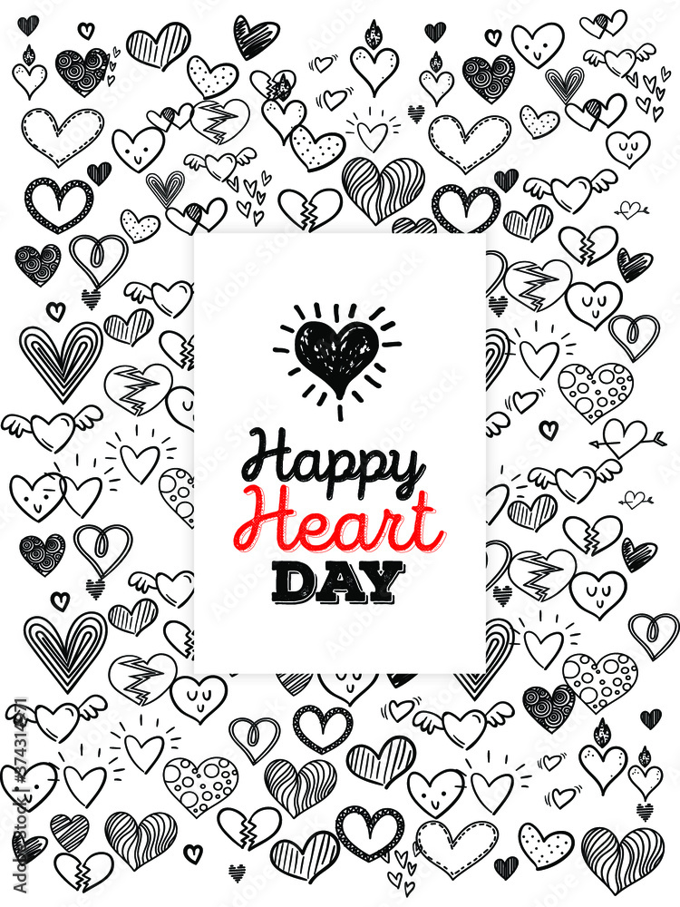 Set of Hand draw Heart day Doodle backgrounds. Objects from a Heart. Set of Hand draw Heart day Doodle backgrounds. Objects from a Heart.