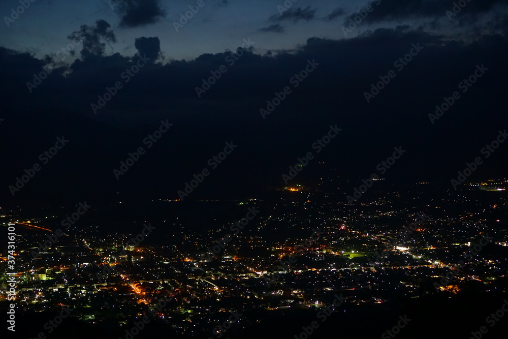 A night landscape from the mountain in Nagano, Japan. A night landscape from the mountain in Nagano, Japan.