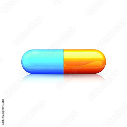3D Capsule pills isolate on white background