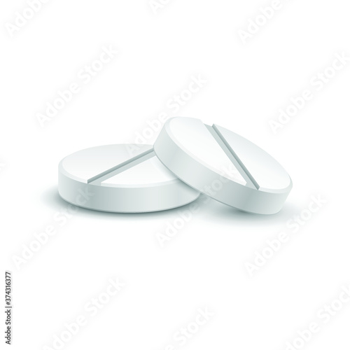 Two medicine tablet pill vector isolate on white background