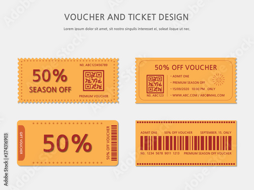 ticket or voucher vector template design
