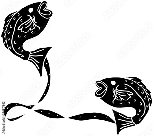 魚座のシルエットイラスト