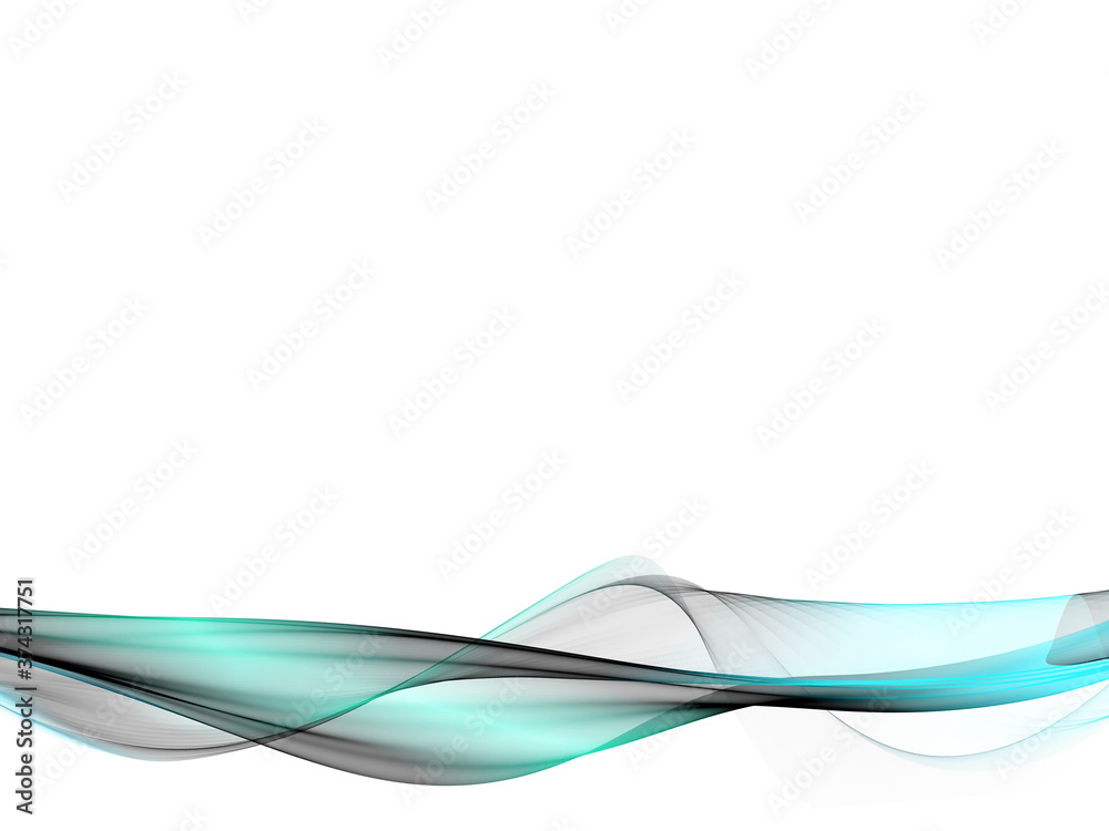 Abstract aquamarine and turquoise blue waves line , white background Abstract aquamarine and turquoise blue waves line , white background