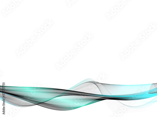 Abstract aquamarine and turquoise blue waves line , white background