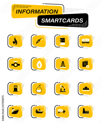 Extraction of oil icons set