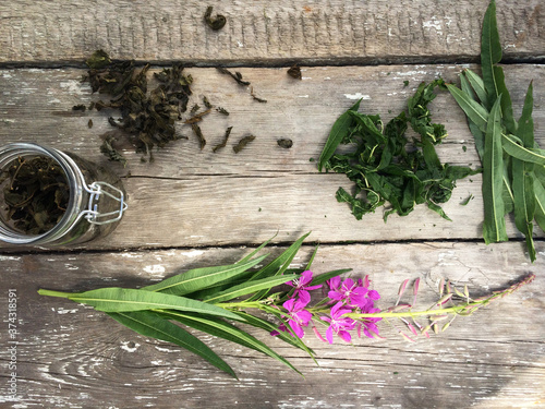 Preparation of ivan-chai. Capor tea. Russian tea photo