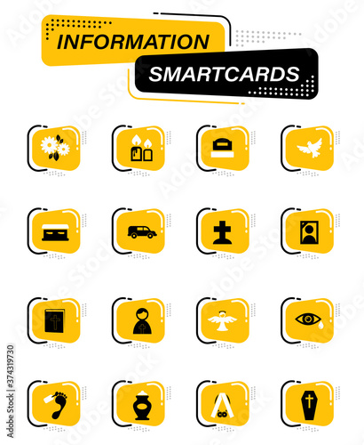 Funeral service icons set