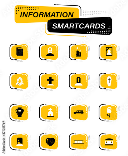 Funeral service icons set