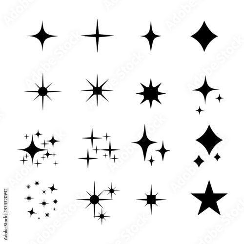 Star icons. Twinkling stars. Sparkles. shining burst. Christmas vector symbols isolated on background.