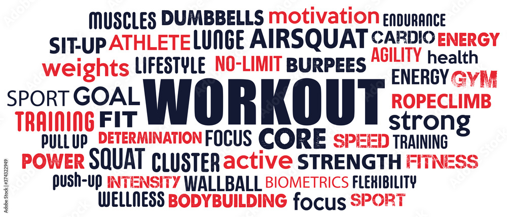 workout word cloud concept text is outline