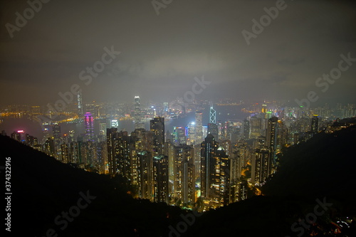 Night cityscape of Hong Kong from Victoria peak