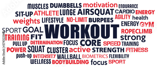 workout word cloud concept text is outline