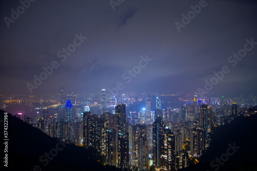 Night cityscape of Hong Kong from Victoria peak