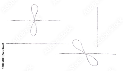 Tableau sur toile White straight string and bow, knot isolated against a white background