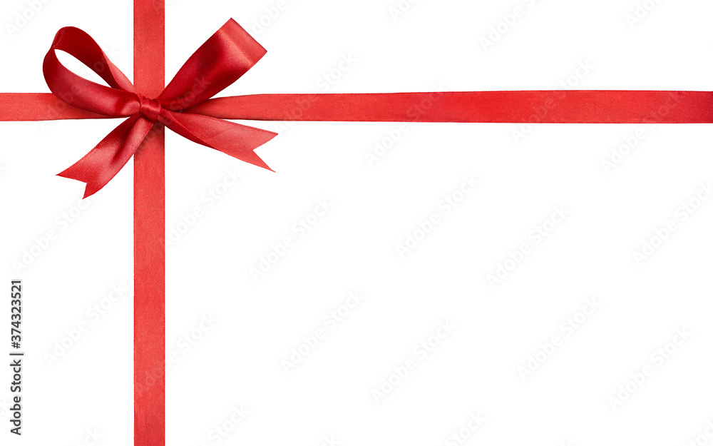 A red ribbon and bow Christmas border, banner isolated on a white background. A red ribbon and bow Christmas border, banner isolated on a white background.