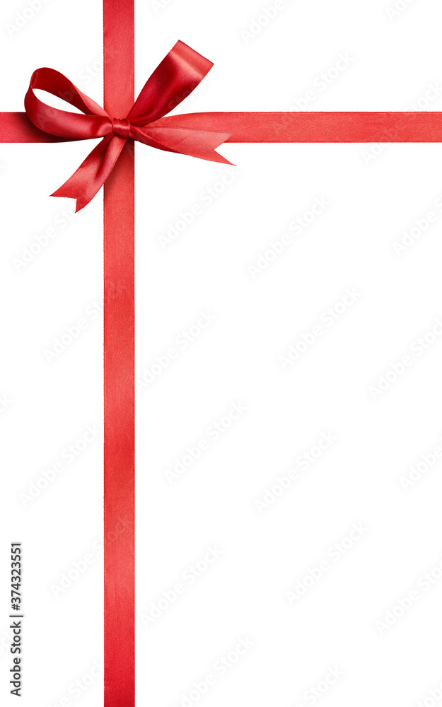 A red ribbon and bow Christmas border, banner isolated on a white background. A red ribbon and bow Christmas border, banner isolated on a white background.