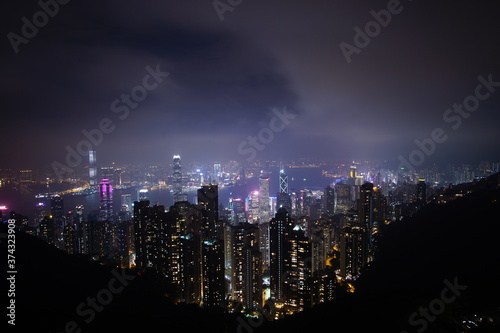 Photography View of Victoria Harbour in Hong Kong from the Peak