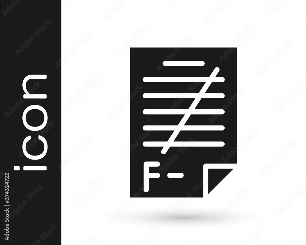 Grey Exam paper with incorrect answers survey icon isolated on white background. Bad mark of test results. Vector Illustration.